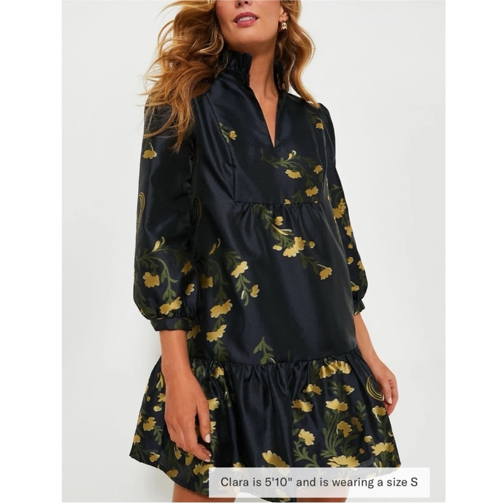 TUCKERNUCK Navy Jasmine Vine Jacquard Palmerston Dress